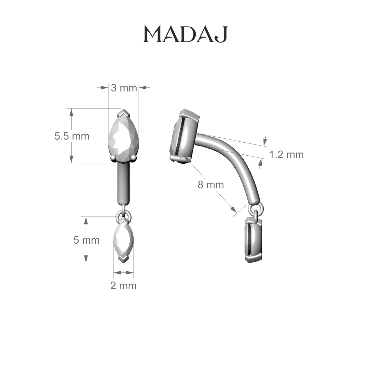 Malo | 18k Yellow Gold 8 mm Diamond Rook Piercing