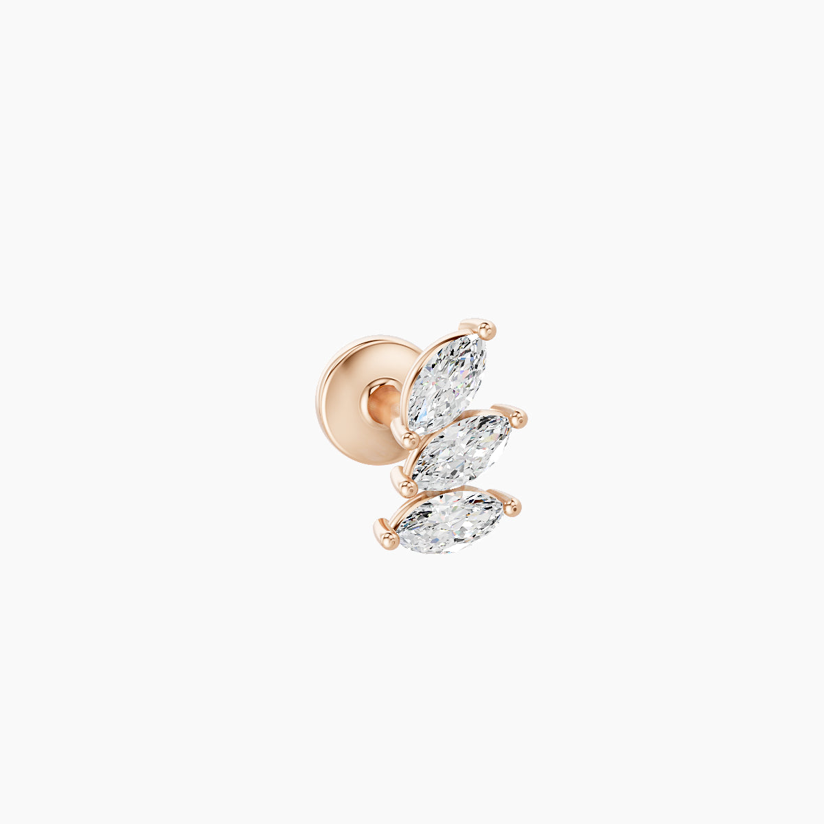 Melia | 18k Rose Gold 5.5 mm 5 mm Trilogy Diamond Left Piercing