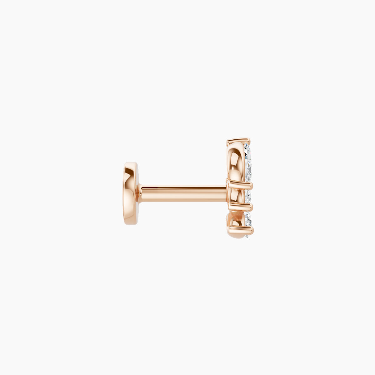 Melia | 18k Rose Gold 5.5 mm 5 mm Trilogy Diamond Left Piercing