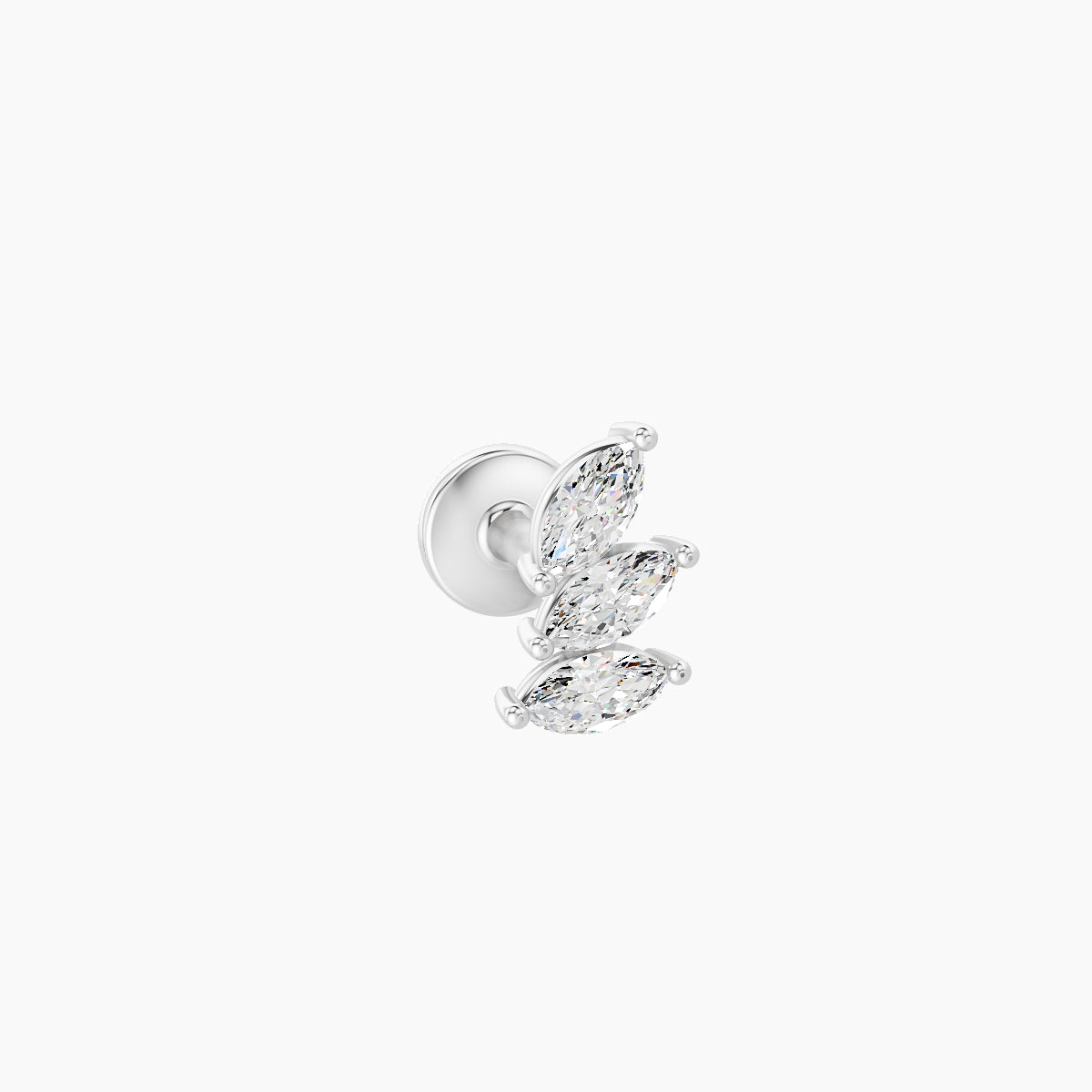 Melia | 18k White Gold 5.5 mm 5 mm Trilogy Diamond Left Piercing