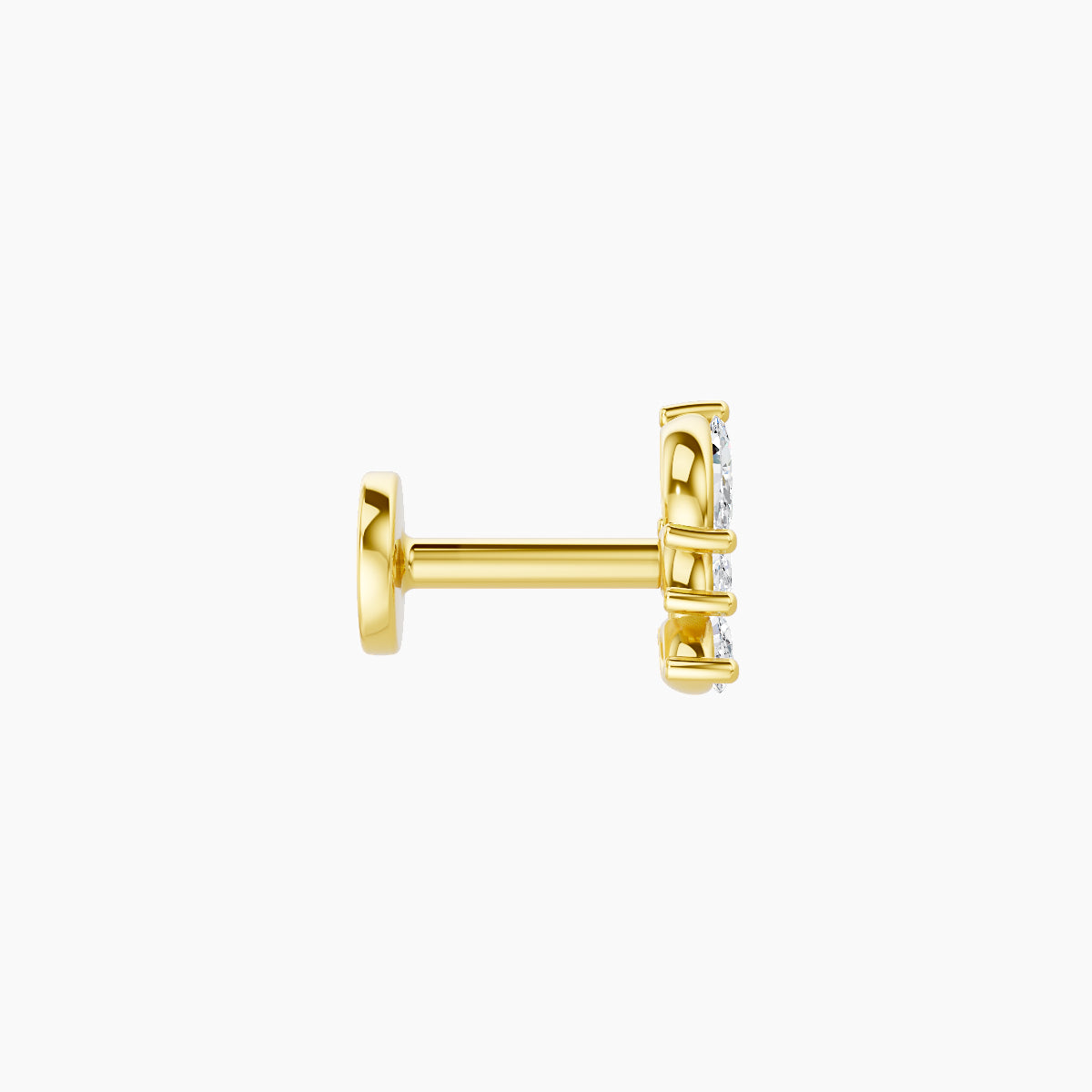 Melia | 18k Yellow Gold 5.5 mm 5 mm Trilogy Diamond Left Piercing