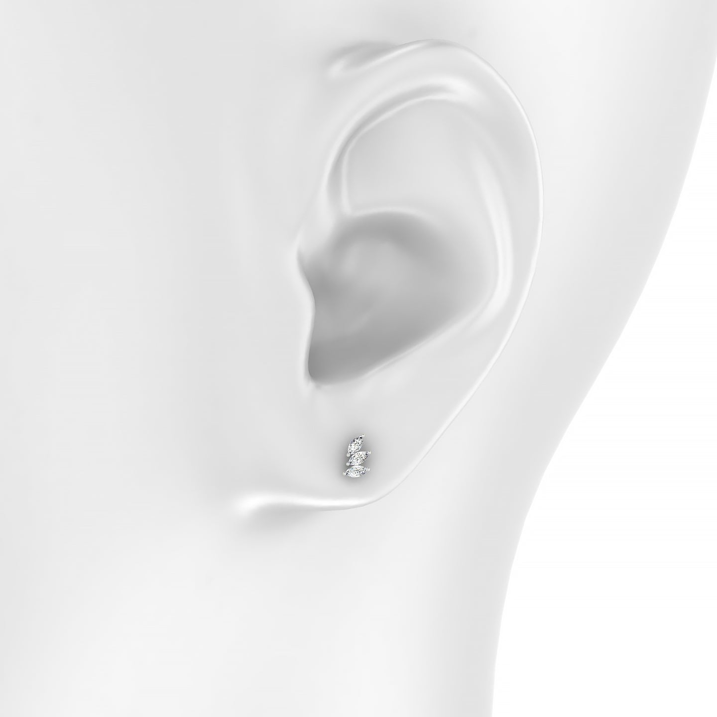 Melia | 18k White Gold 5.5 mm 5 mm Trilogy Diamond Left Piercing