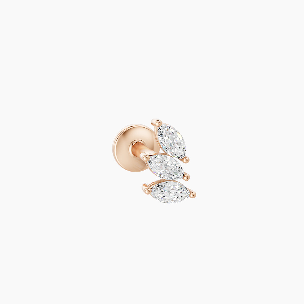 Melia | 18k Rose Gold 5.5 mm 5 mm Trilogy Diamond Right Piercing