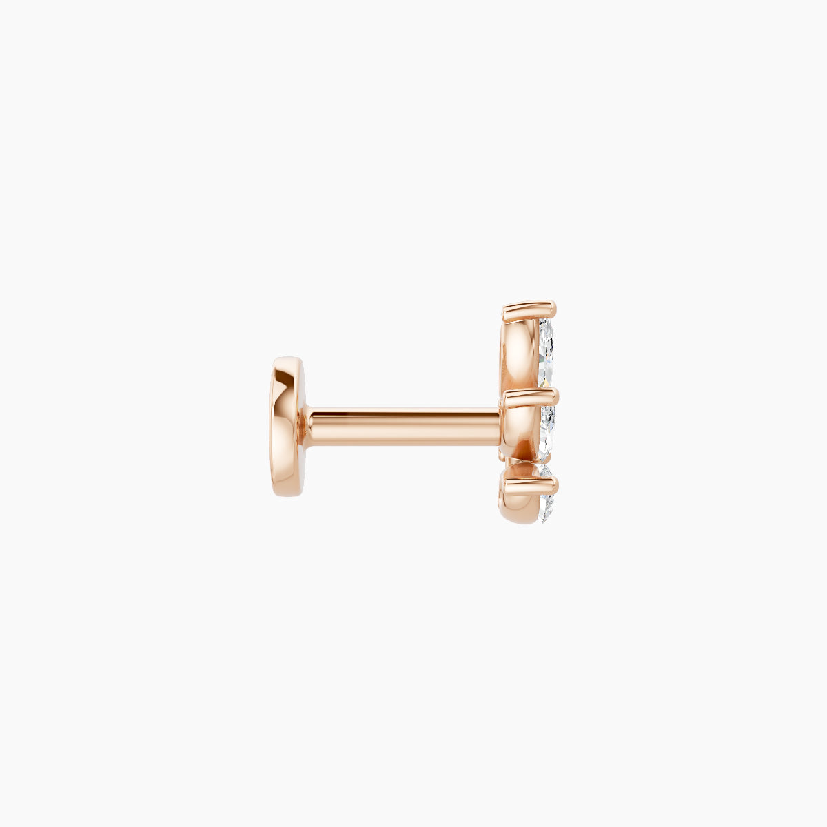 Melia | 18k Rose Gold 5.5 mm 5 mm Trilogy Diamond Right Piercing