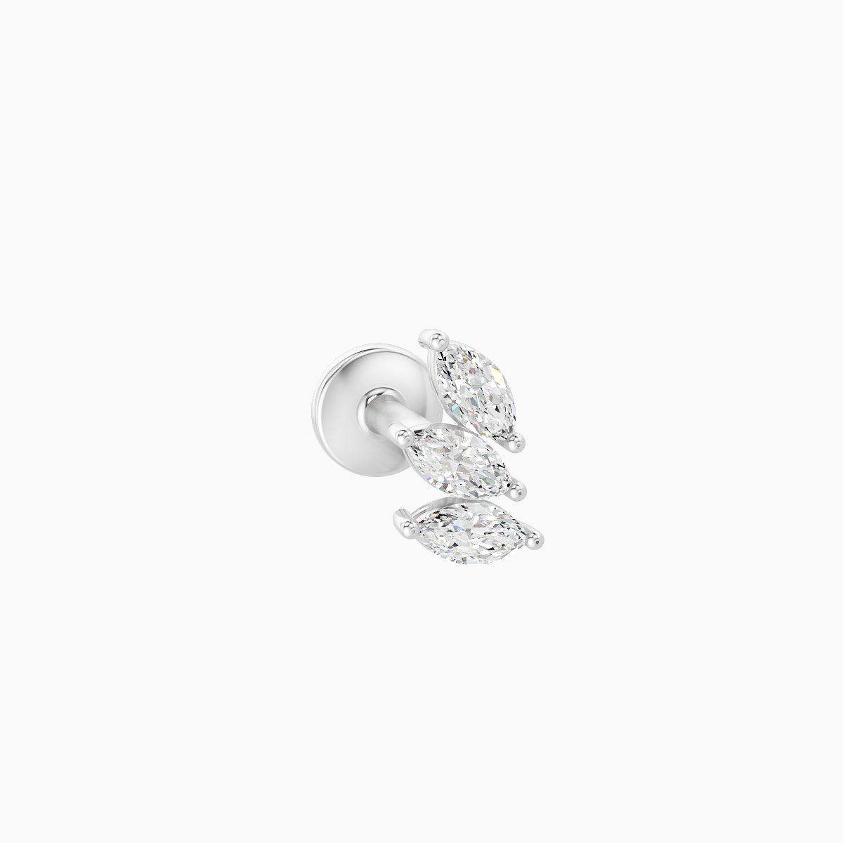 Melia | 18k White Gold 5.5 mm 5 mm Trilogy Diamond Right Piercing