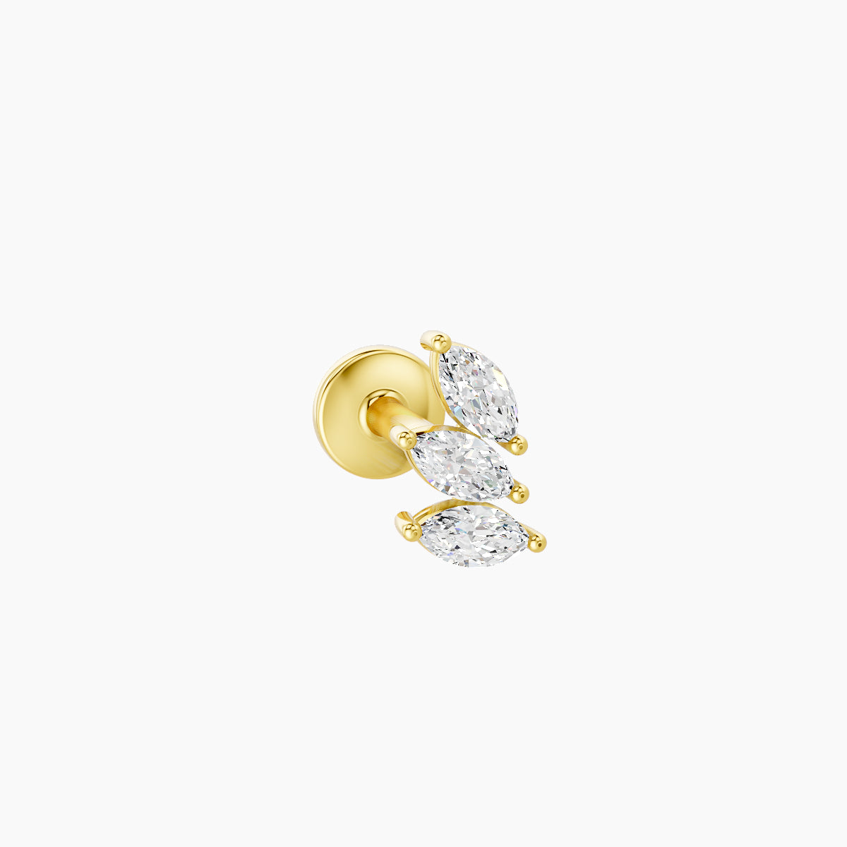 Melia | 18k Yellow Gold 5.5 mm 5 mm Trilogy Diamond Right Piercing