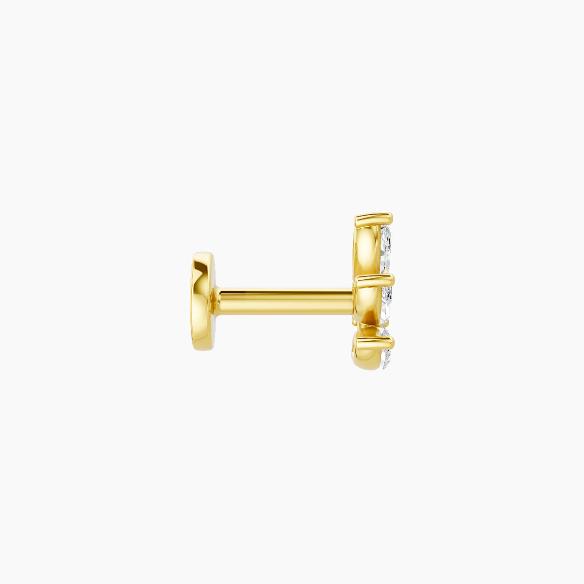 Melia | 18k Yellow Gold 5.5 mm 5 mm Trilogy Diamond Right Piercing
