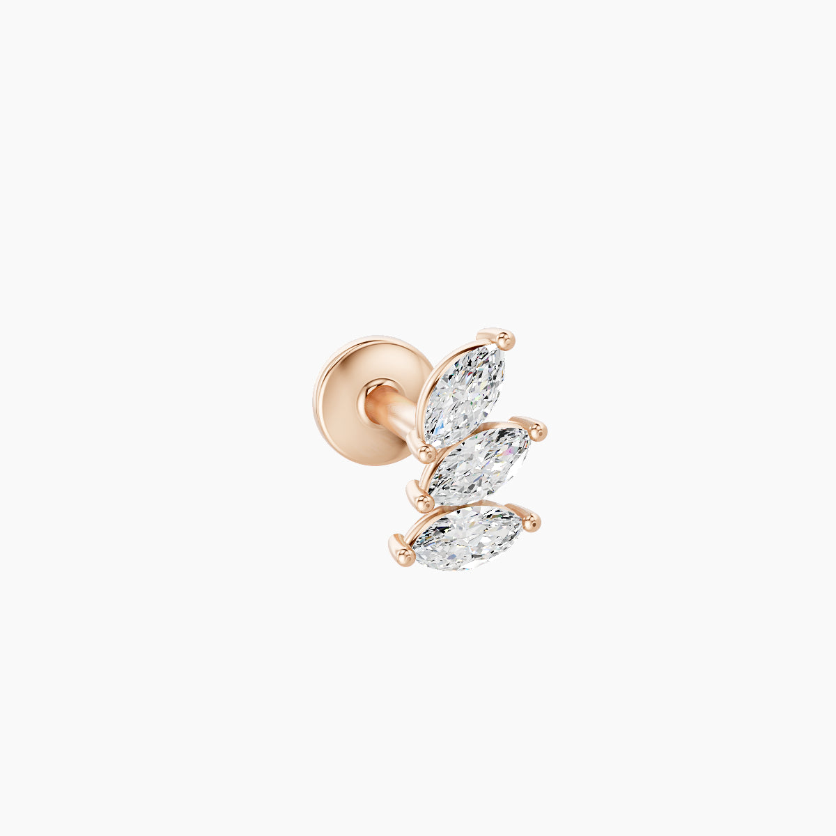 Melia | 18k Rose Gold 5.5 mm 6.5 mm Trilogy Diamond Left Piercing