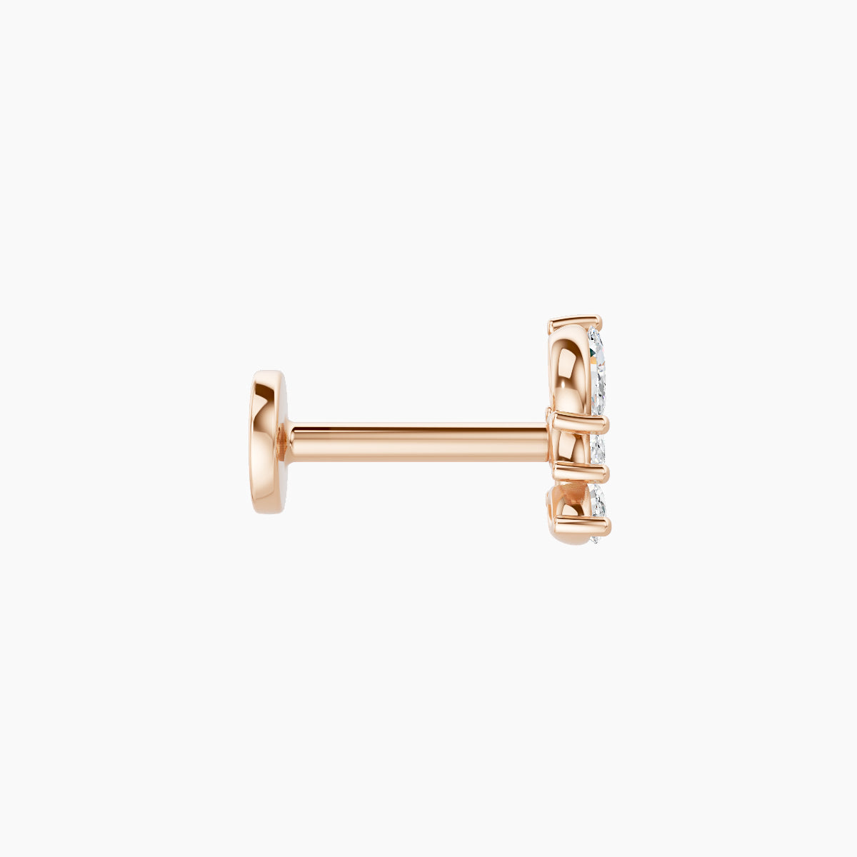 Melia | 18k Rose Gold 5.5 mm 6.5 mm Trilogy Diamond Left Piercing