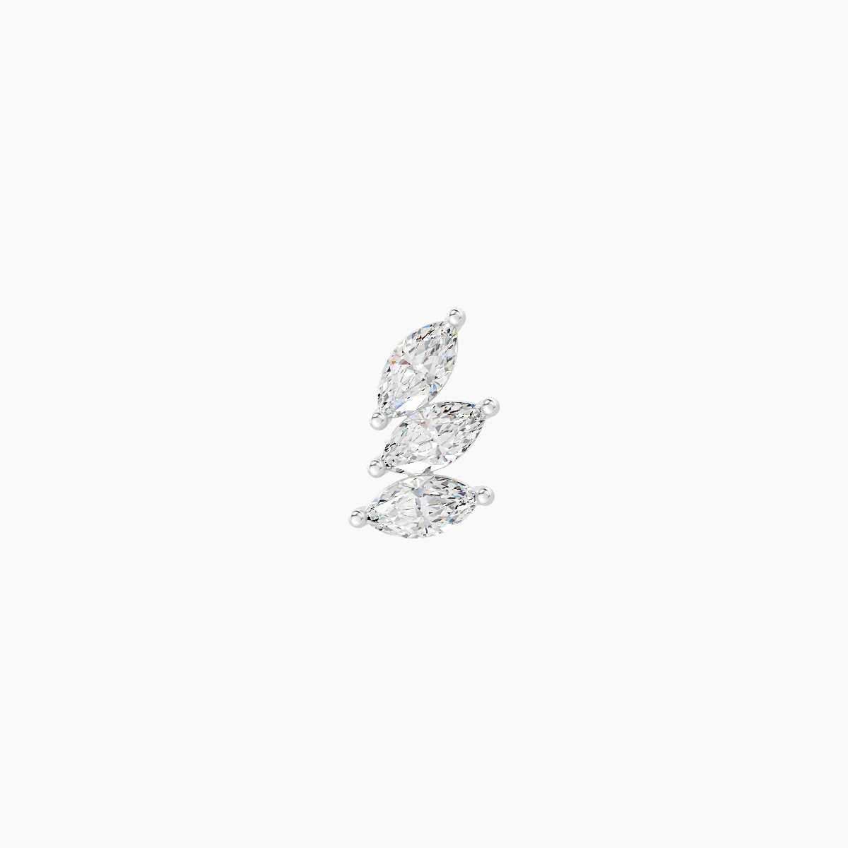 Melia | 18k White Gold 5.5 mm 6.5 mm Trilogy Diamond Left Piercing
