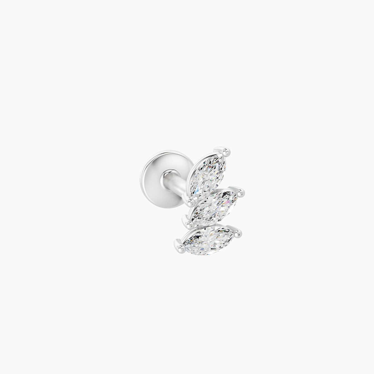 Melia | 18k White Gold 5.5 mm 6.5 mm Trilogy Diamond Left Piercing
