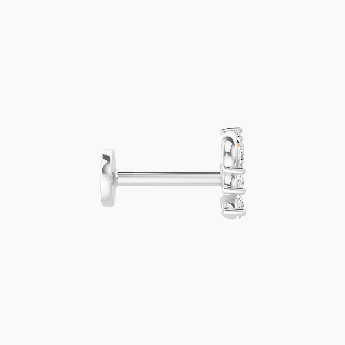 Melia | 18k White Gold 5.5 mm 6.5 mm Trilogy Diamond Left Piercing