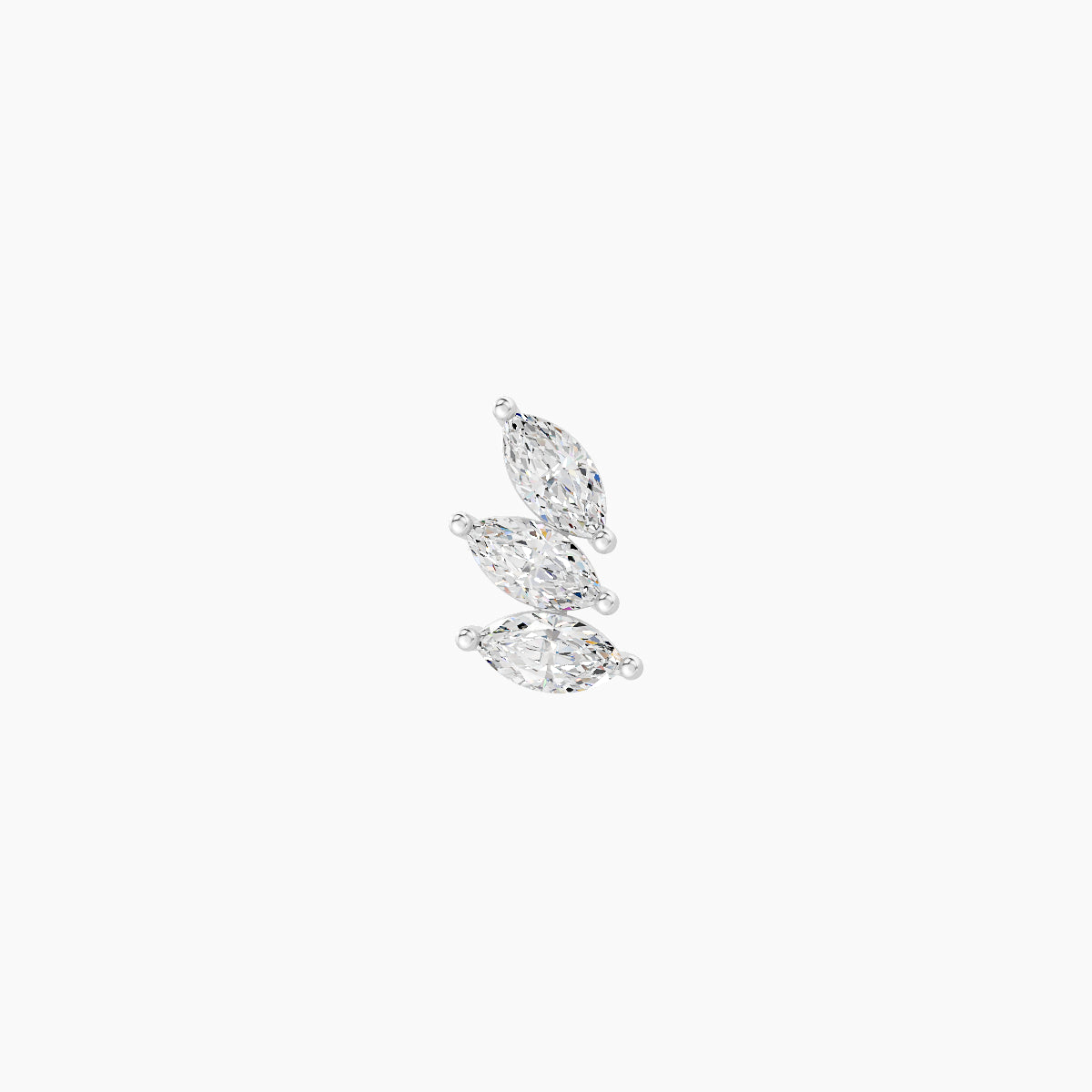 Melia | 18k White Gold 5.5 mm 6.5 mm Trilogy Diamond Right Piercing