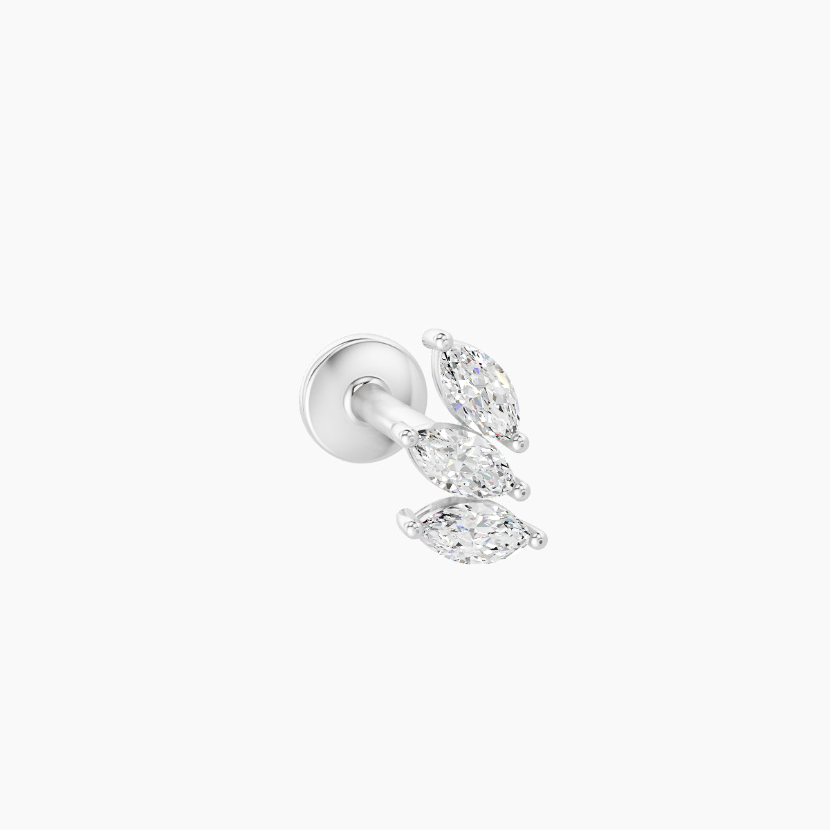 Melia | 18k White Gold 5.5 mm 6.5 mm Trilogy Diamond Right Piercing