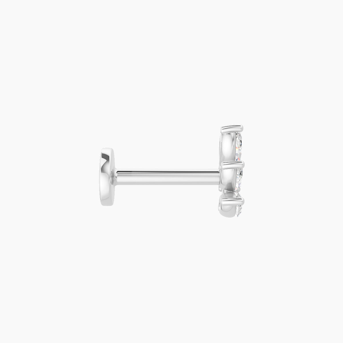 Melia | 18k White Gold 5.5 mm 6.5 mm Trilogy Diamond Right Piercing