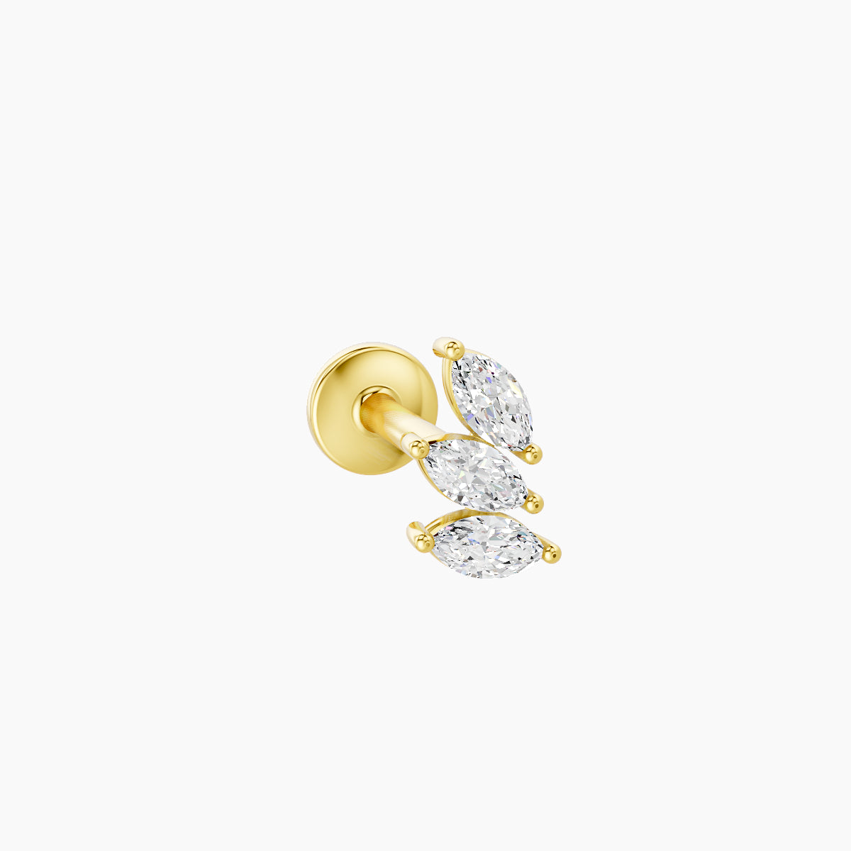 Melia | 18k Yellow Gold 5.5 mm 6.5 mm Trilogy Diamond Right Piercing