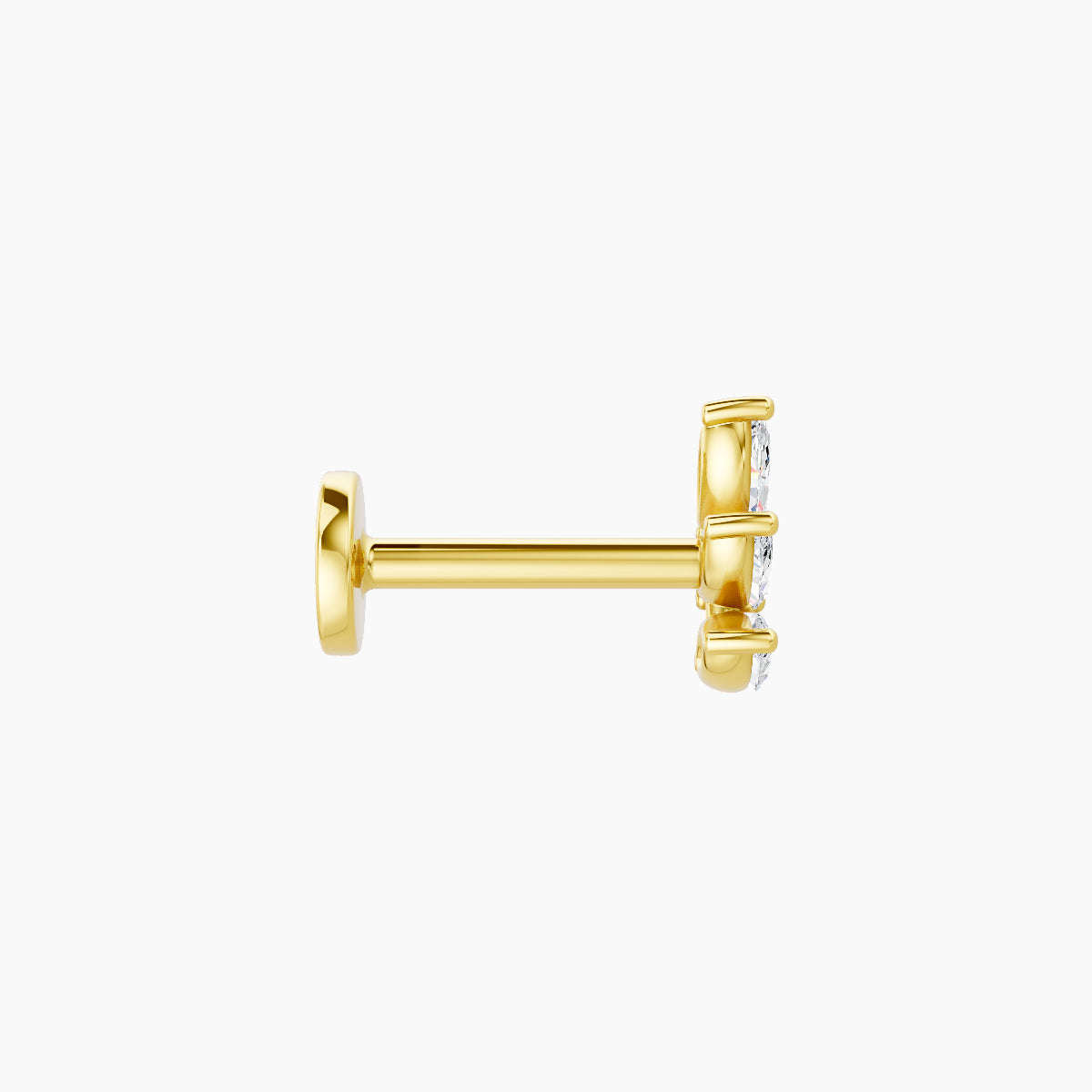 Melia | 18k Yellow Gold 5.5 mm 6.5 mm Trilogy Diamond Right Piercing