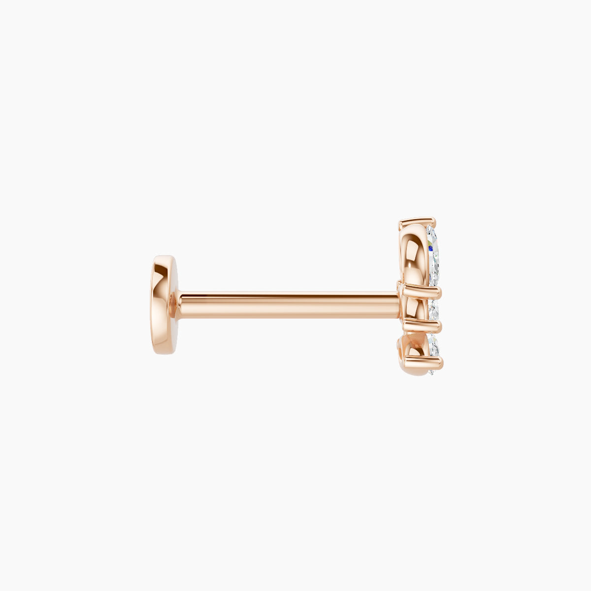 Melia | 18k Rose Gold 5.5 mm 8 mm Trilogy Diamond Left Piercing