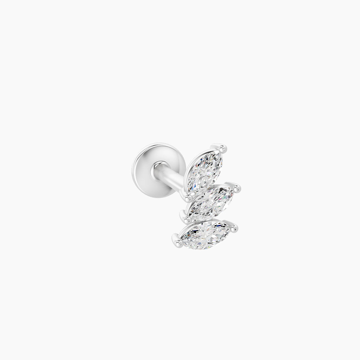 Melia | 18k White Gold 5.5 mm 8 mm Trilogy Diamond Left Piercing