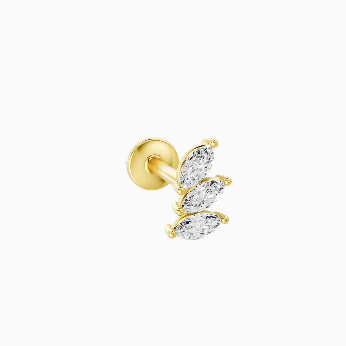 Melia | 18k Yellow Gold 5.5 mm 8 mm Trilogy Diamond Left Piercing