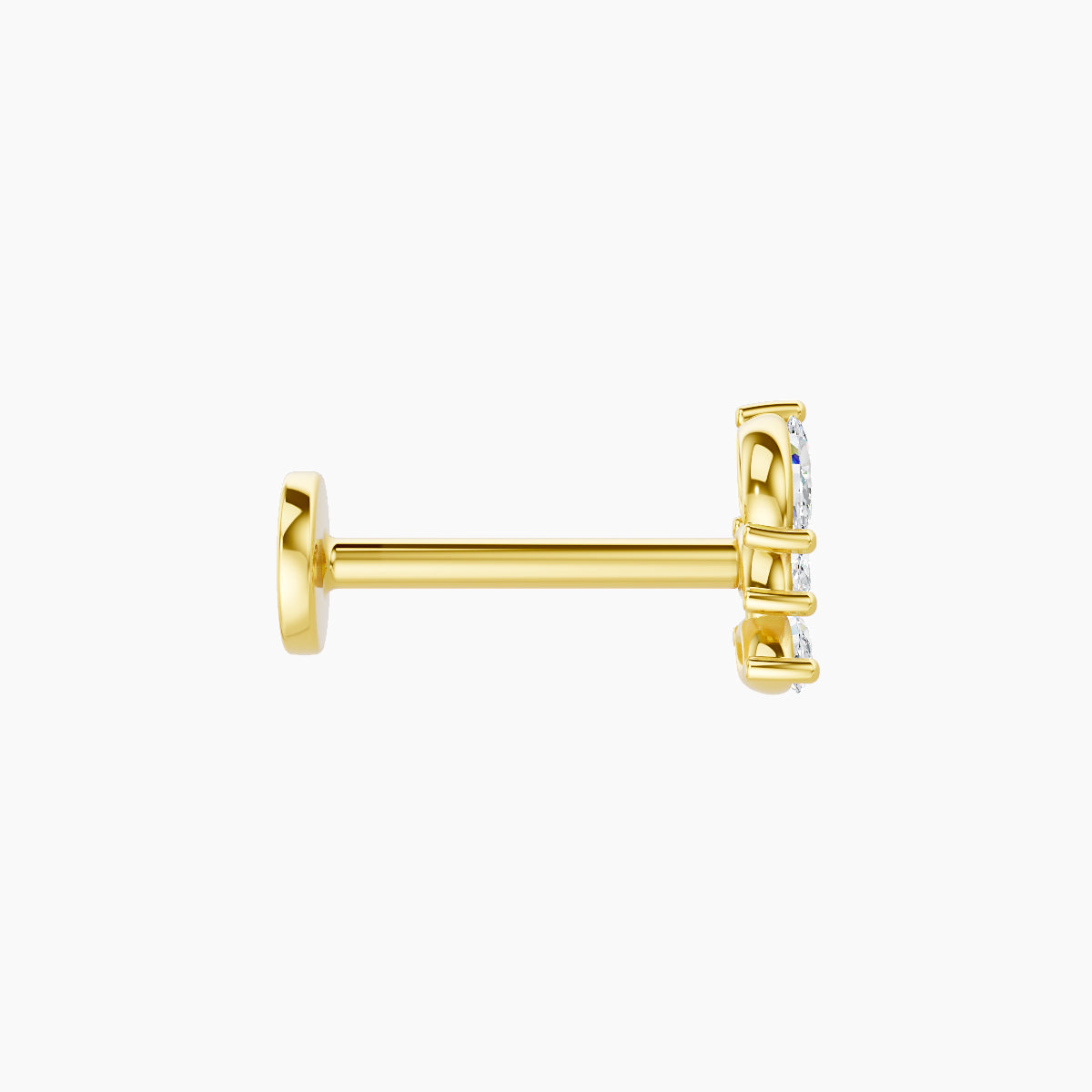Melia | 18k Yellow Gold 5.5 mm 8 mm Trilogy Diamond Left Piercing