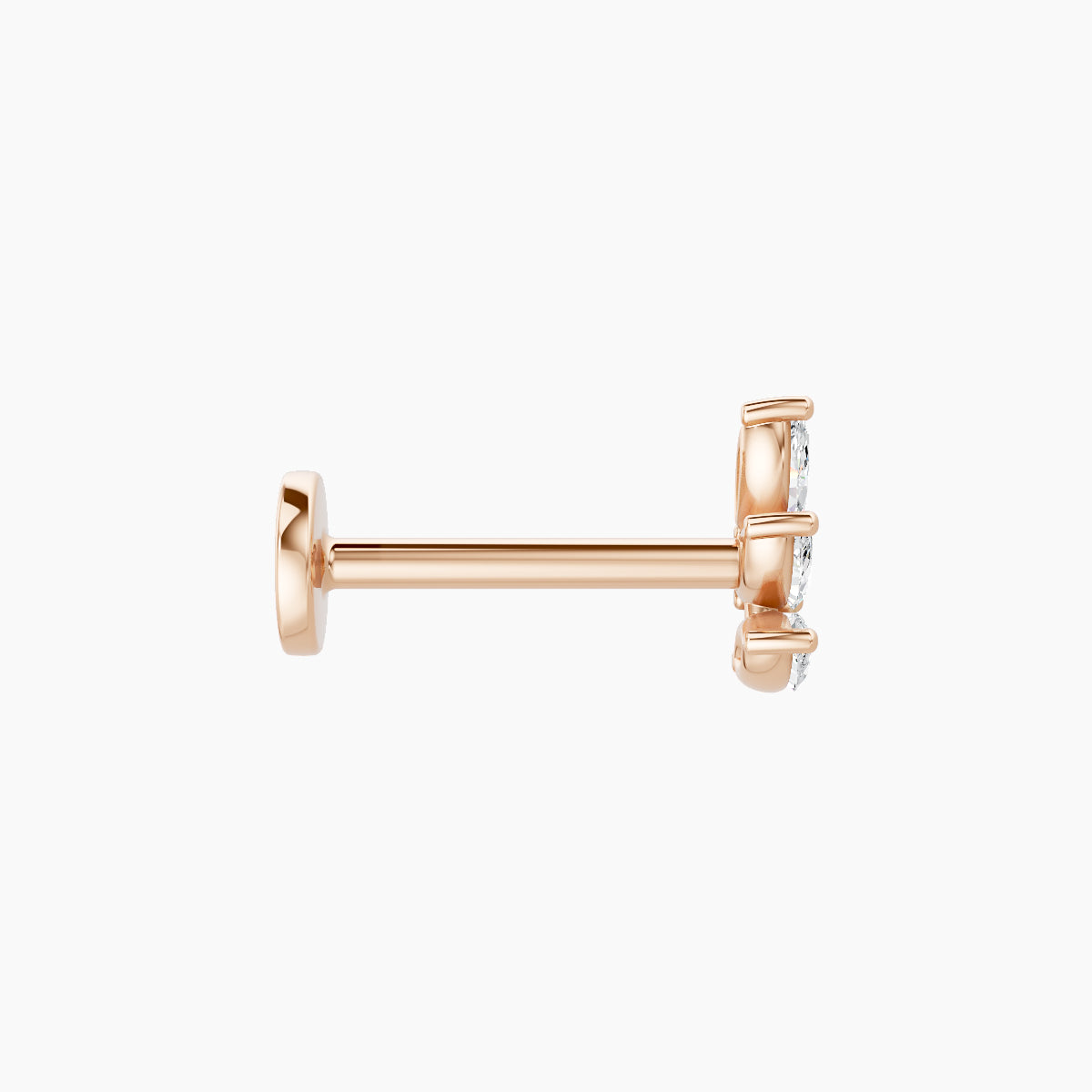 Melia | 18k Rose Gold 5.5 mm 8 mm Trilogy Diamond Right Piercing