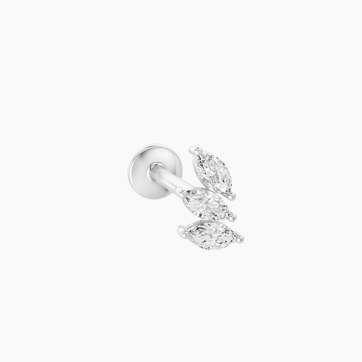 Melia | 18k White Gold 5.5 mm 8 mm Trilogy Diamond Right Piercing