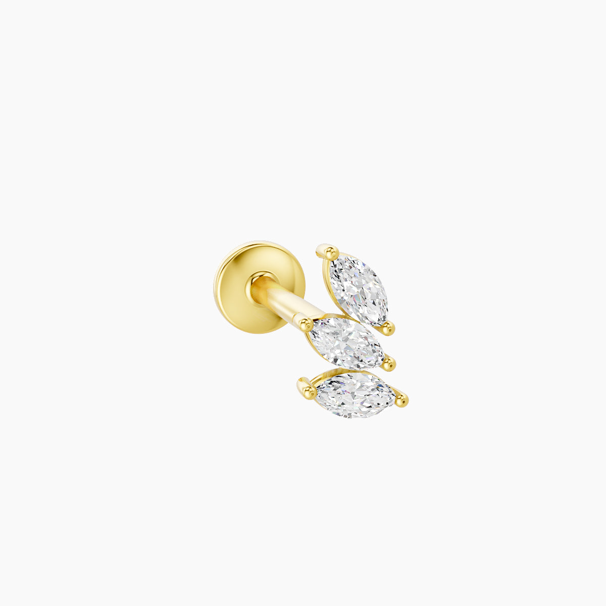 Melia | 18k Yellow Gold 5.5 mm 8 mm Trilogy Diamond Right Piercing