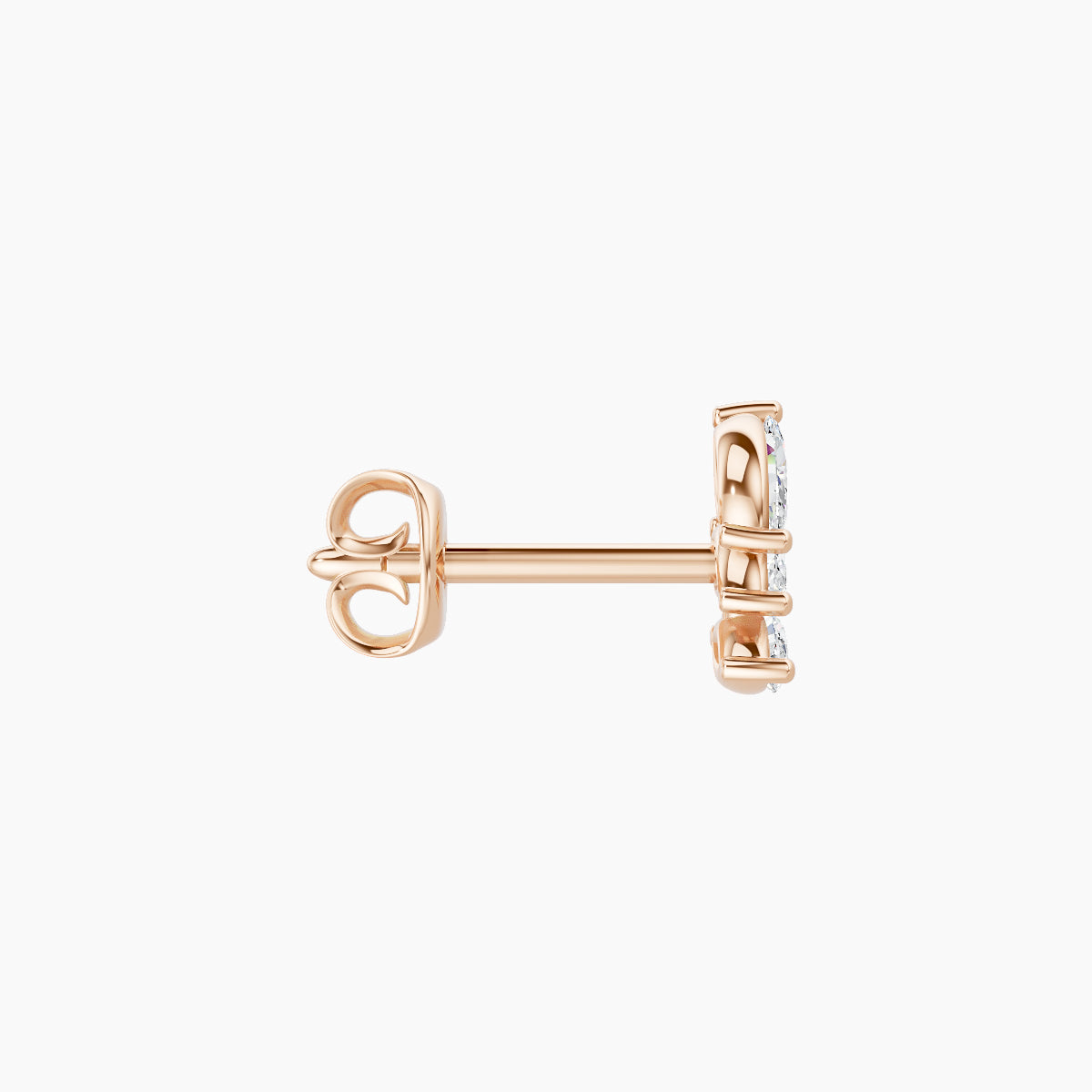 Melia | 18k Rose Gold 5.5 mm Trilogy Diamond Left Earring