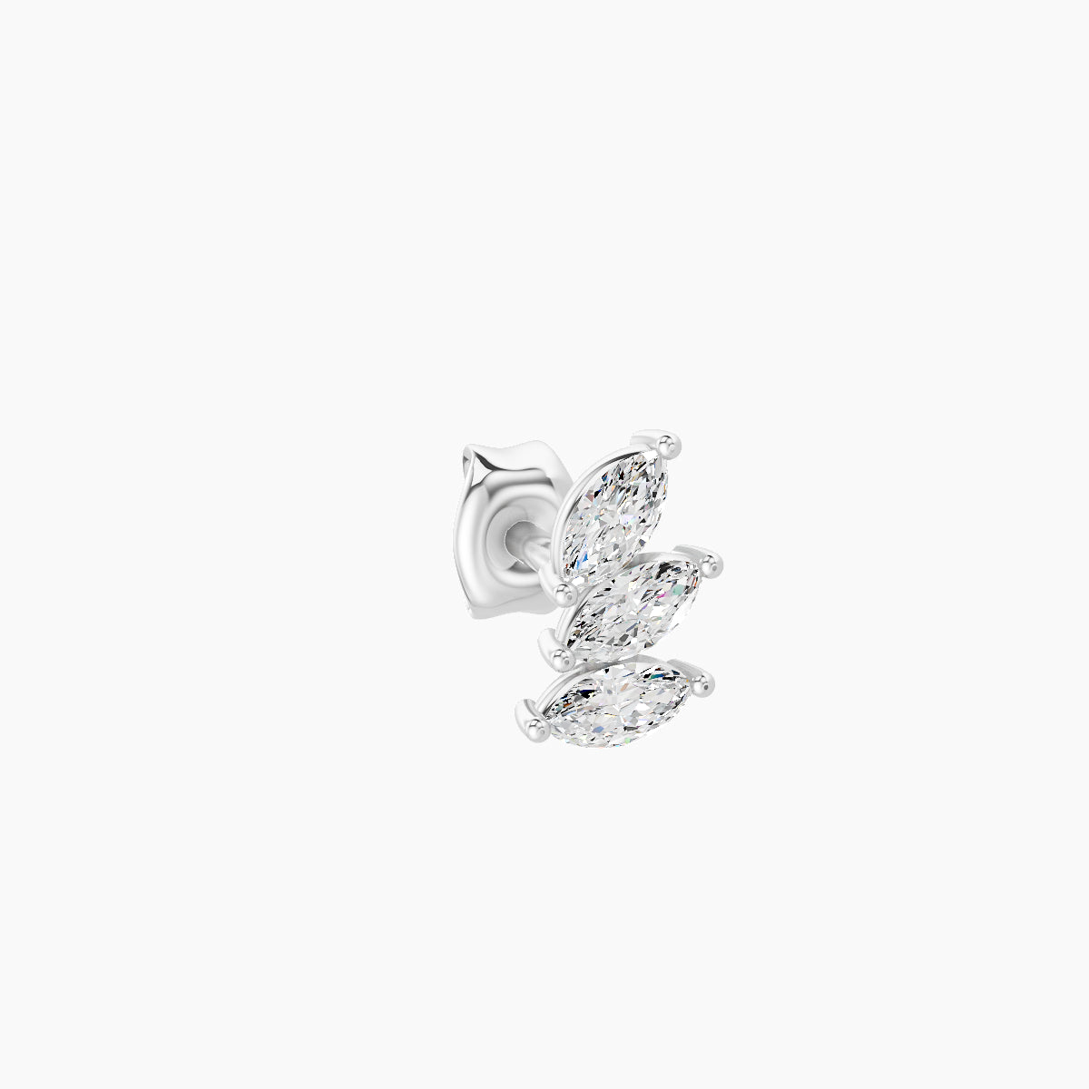 Melia | 18k White Gold 5.5 mm Trilogy Diamond Left Earring