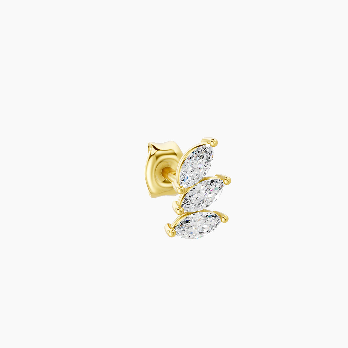Melia | 18k Yellow Gold 5.5 mm Trilogy Diamond Left Earring