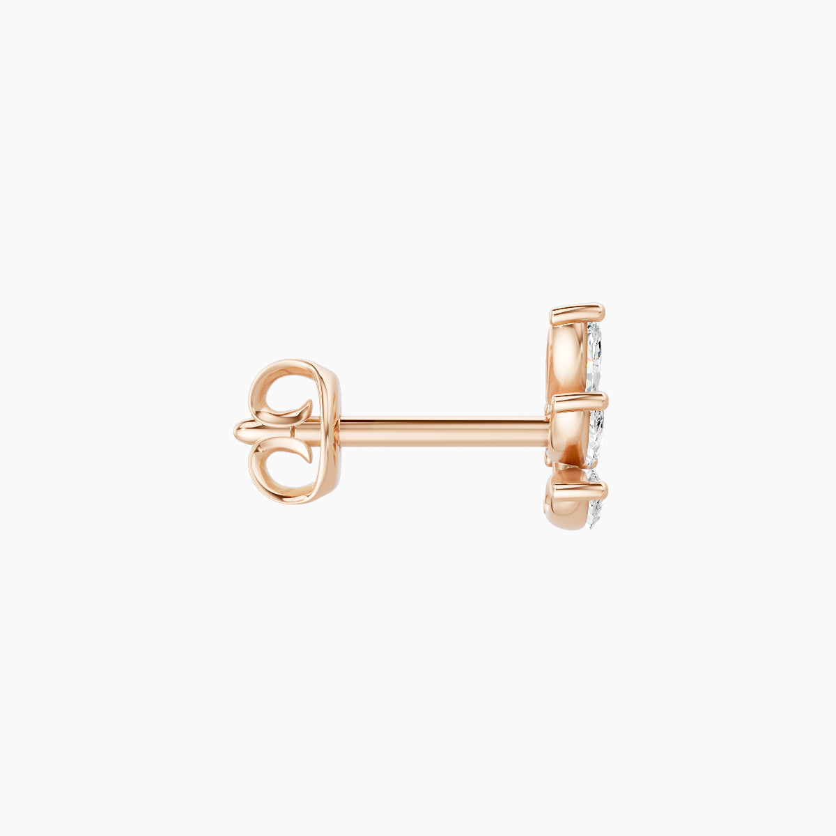 Melia | 18k Rose Gold 5.5 mm Trilogy Diamond Right Earring