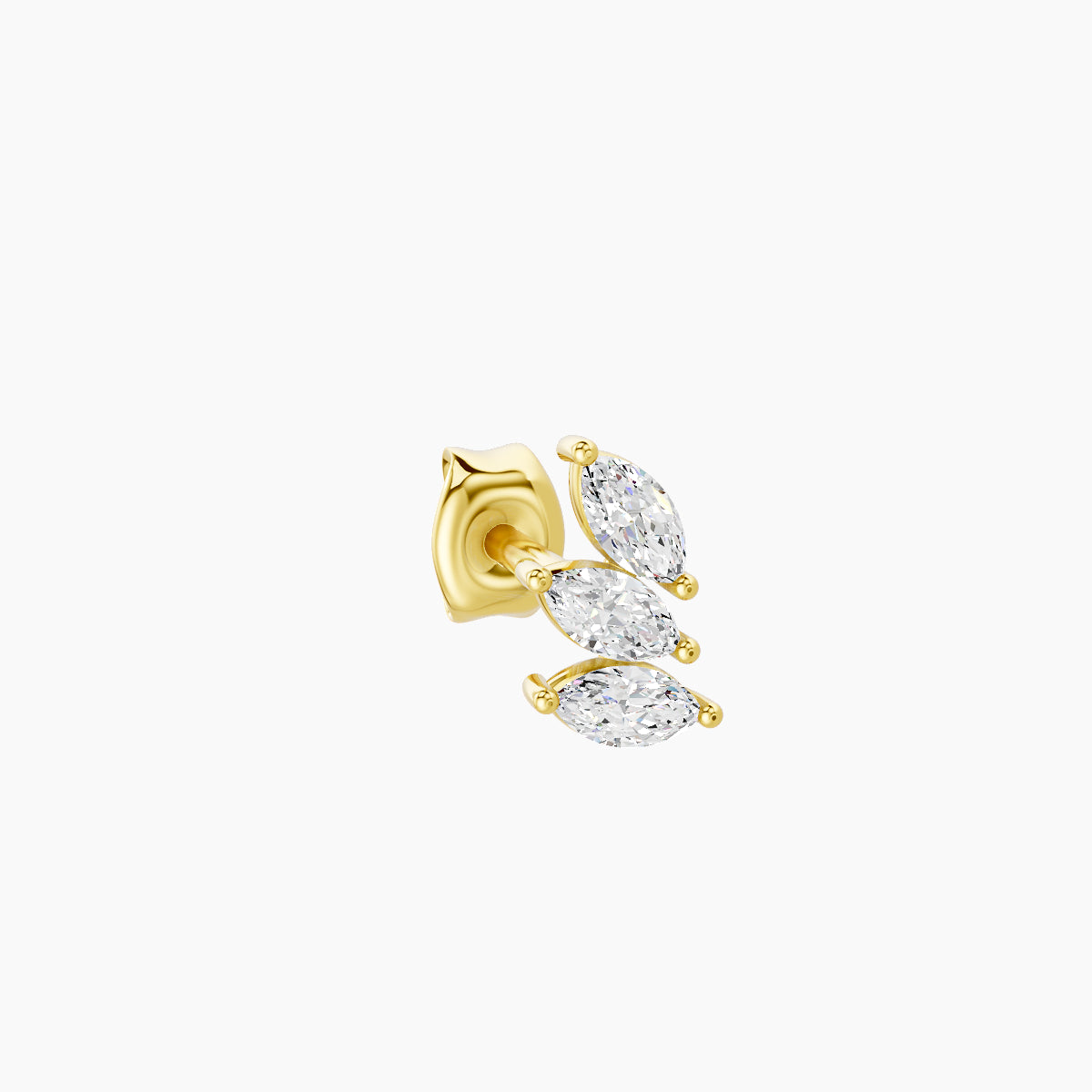 Melia | 18k Yellow Gold 5.5 mm Trilogy Diamond Right Earring