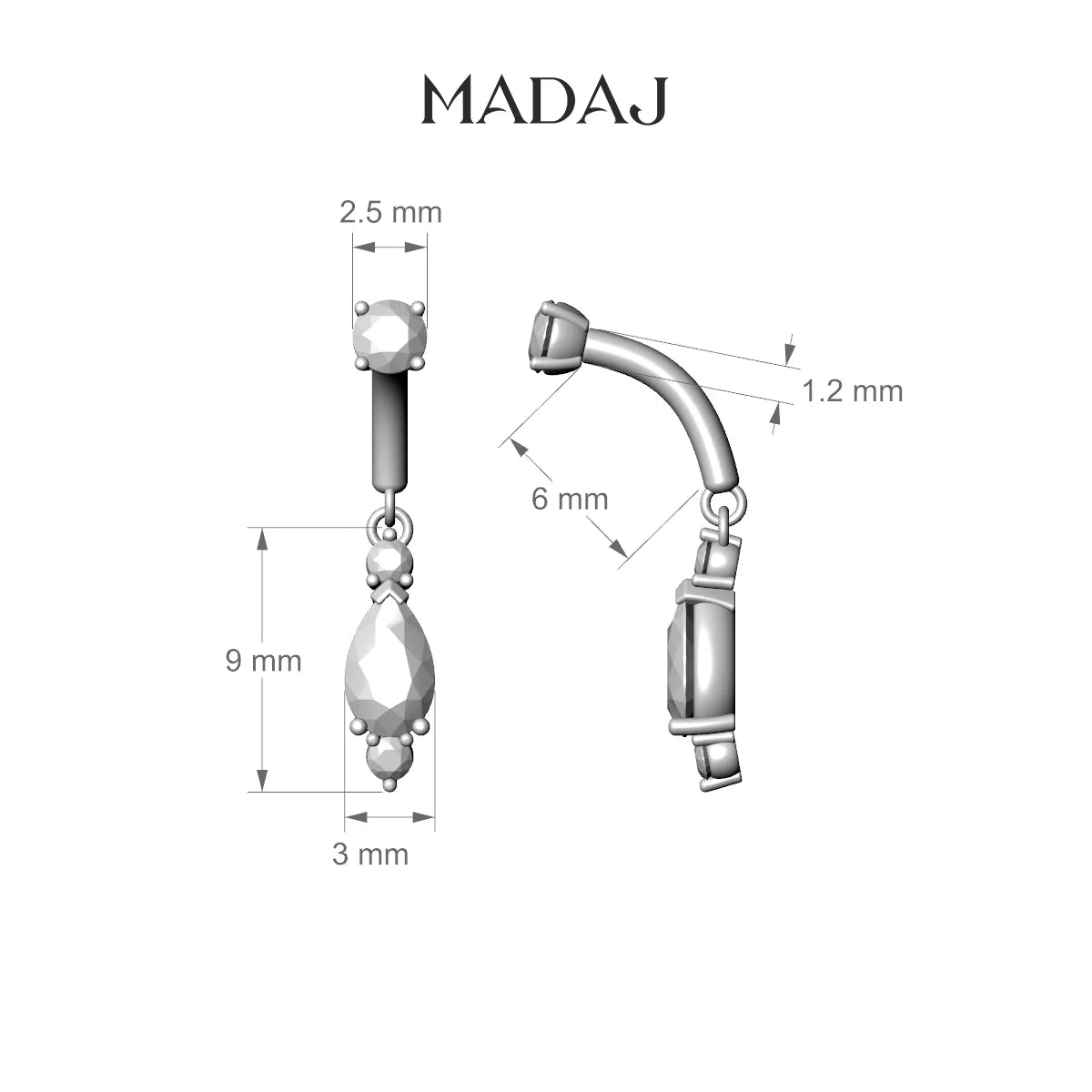 Metis | 18k White Gold 6 mm Diamond Rook Piercing