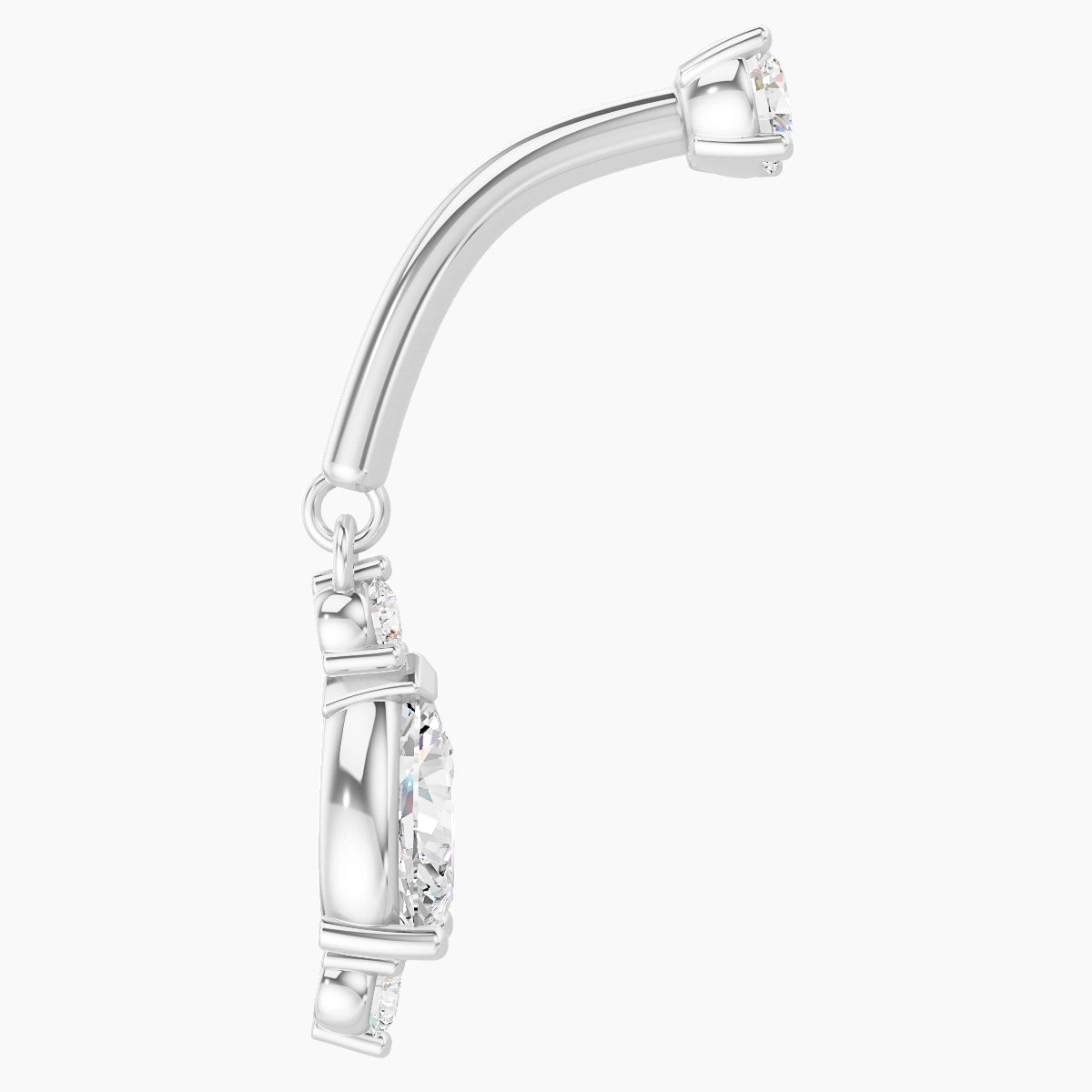 Metis | 18k White Gold 8 mm Diamond Rook Piercing