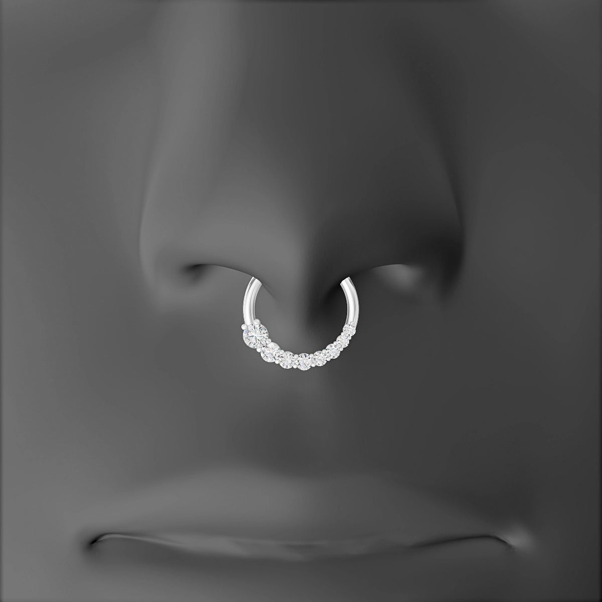 Mily | 18k White Gold 9.5 mm Diamond Septum Piercing