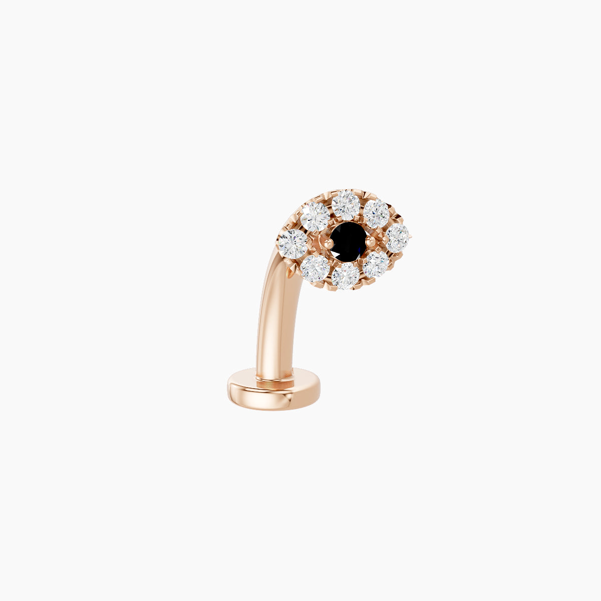 Minerva | 18k Rose Gold 10 mm 5.5 mm Eye Black Diamond & Diamond Floating Navel Piercing