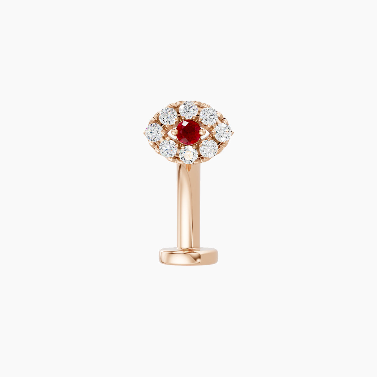 Minerva | 18k Rose Gold 10 mm 5.5 mm Eye Ruby & Diamond Floating Navel Piercing