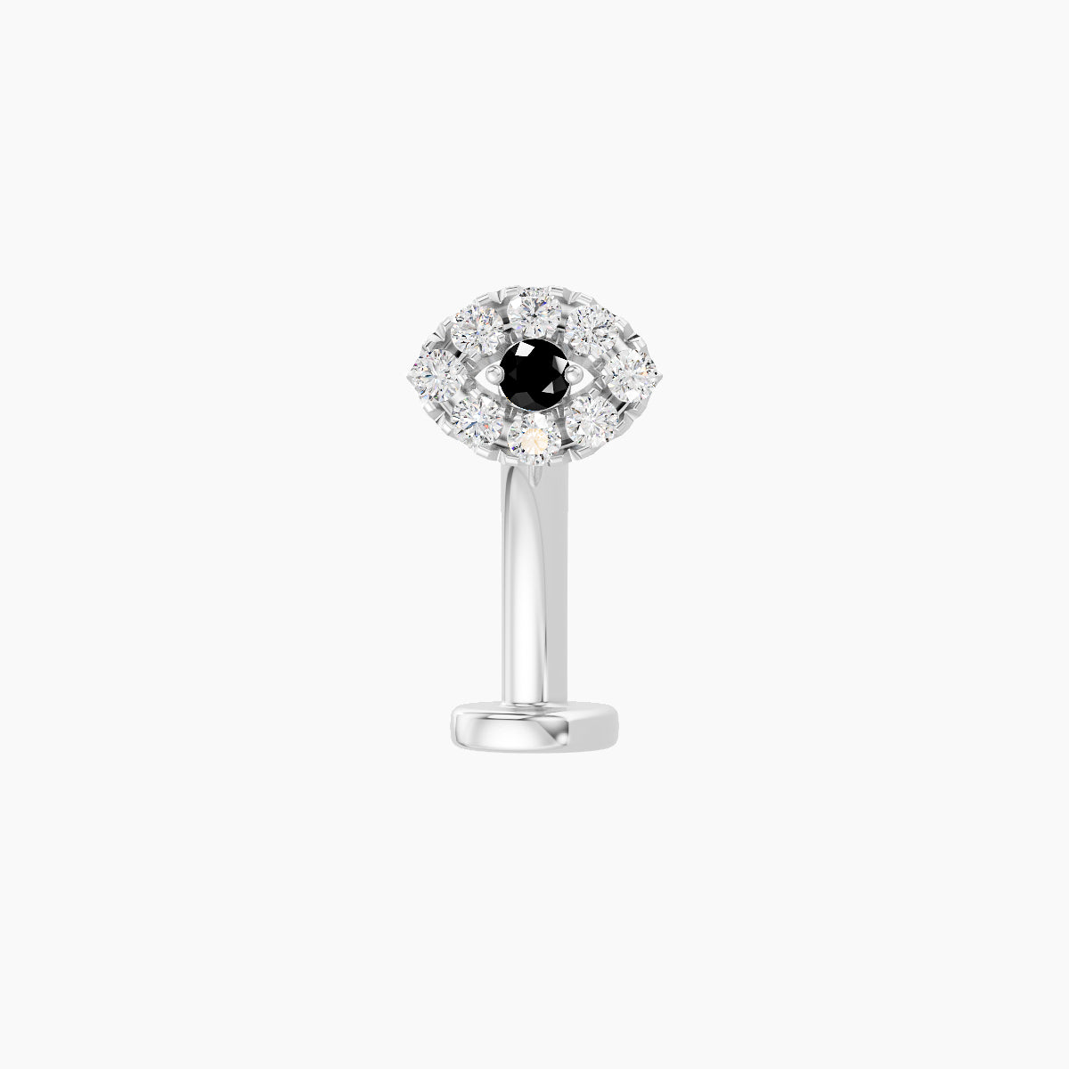 Minerva | 18k White Gold 10 mm 5.5 mm Eye Black Diamond & Diamond Floating Navel Piercing