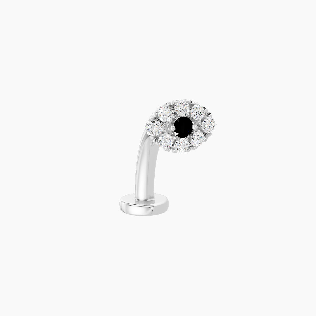 Minerva | 18k White Gold 10 mm 5.5 mm Eye Black Diamond & Diamond Floating Navel Piercing