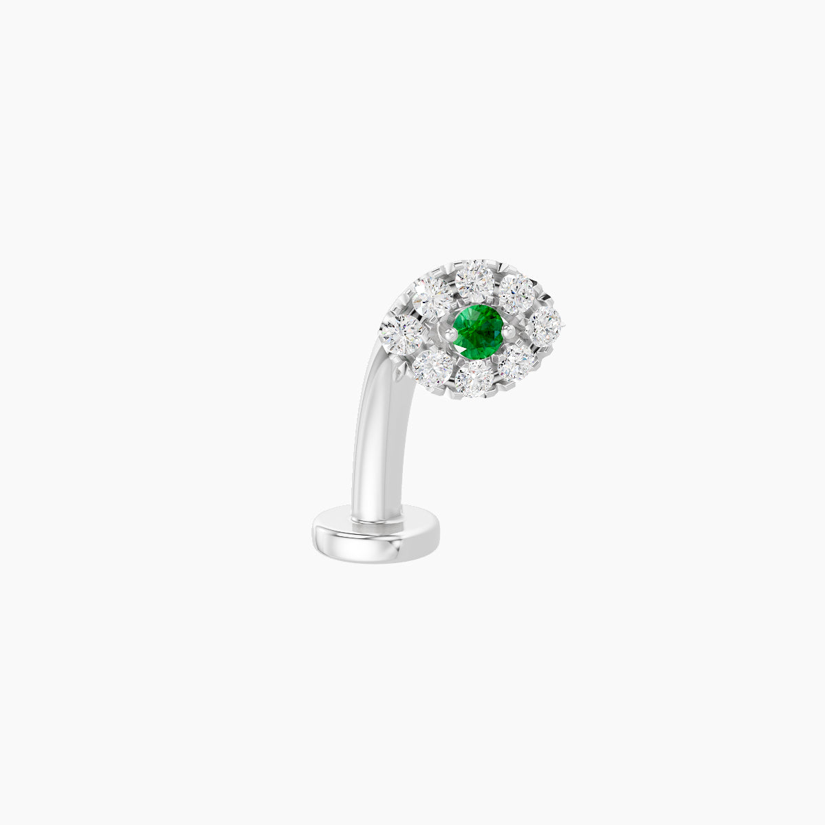 Minerva | 18k White Gold 10 mm 5.5 mm Eye Emerald & Diamond Floating Navel Piercing
