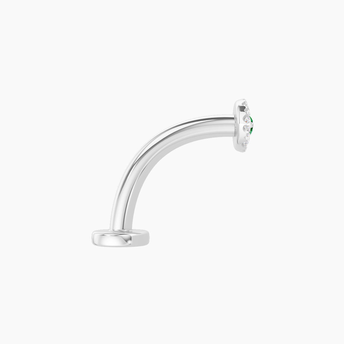 Minerva | 18k White Gold 10 mm 5.5 mm Eye Emerald & Diamond Floating Navel Piercing