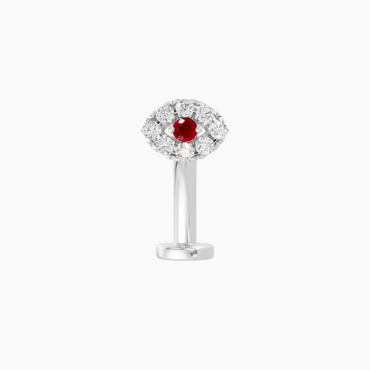 Minerva | 18k White Gold 10 mm 5.5 mm Eye Ruby & Diamond Floating Navel Piercing