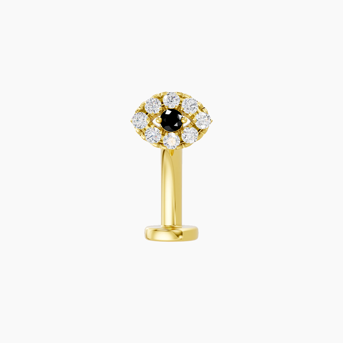 Minerva | 18k Yellow Gold 10 mm 5.5 mm Eye Black Diamond & Diamond Floating Navel Piercing