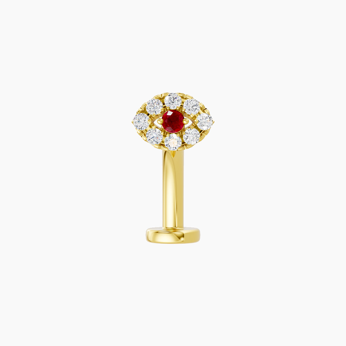 Minerva | 18k Yellow Gold 10 mm 5.5 mm Eye Ruby & Diamond Floating Navel Piercing