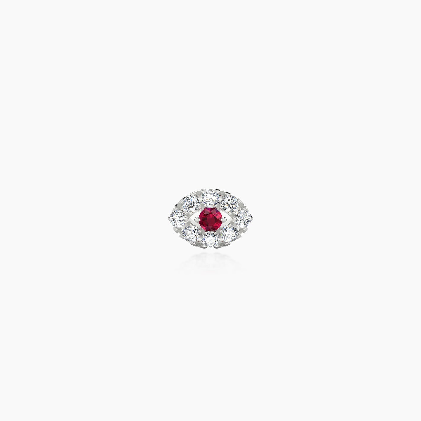 Minerva | 18k White Gold 5 mm 5 mm Eye Ruby & Diamond Nostril Piercing