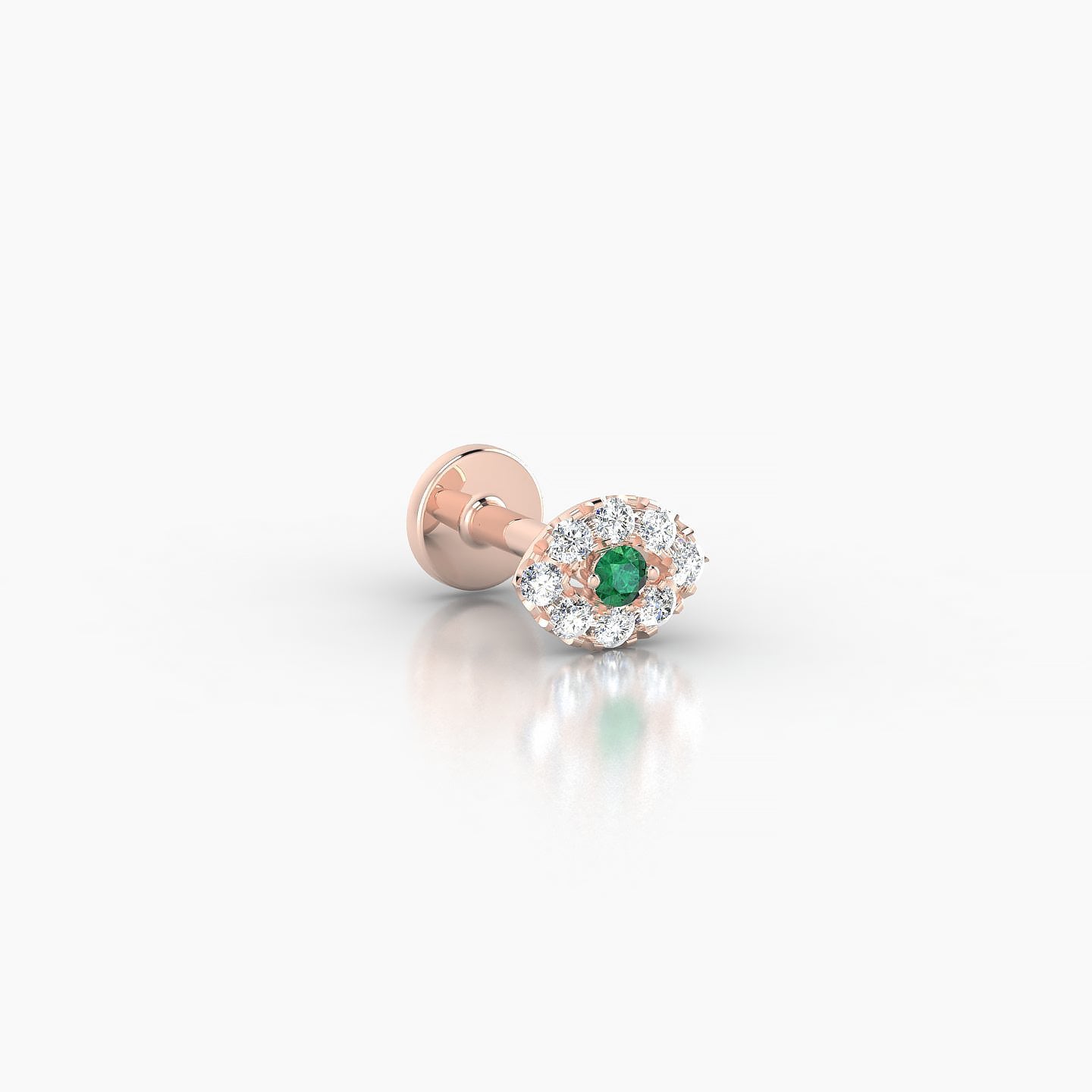 Minerva | 18k Rose Gold 5 mm 5 mm Eye Emerald & Diamond Nostril Piercing