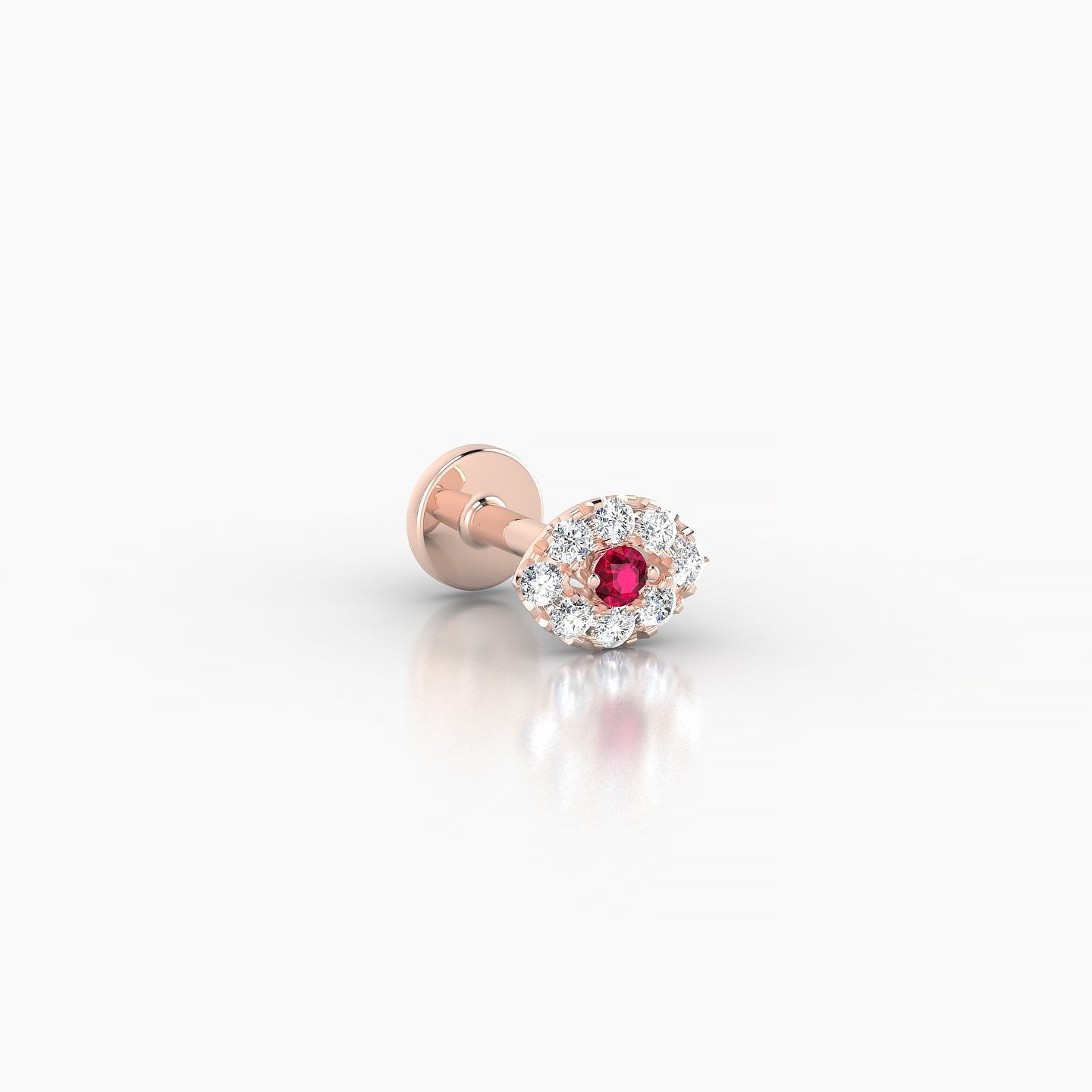 Minerva | 18k Rose Gold 5 mm 5 mm Eye Ruby & Diamond Nostril Piercing