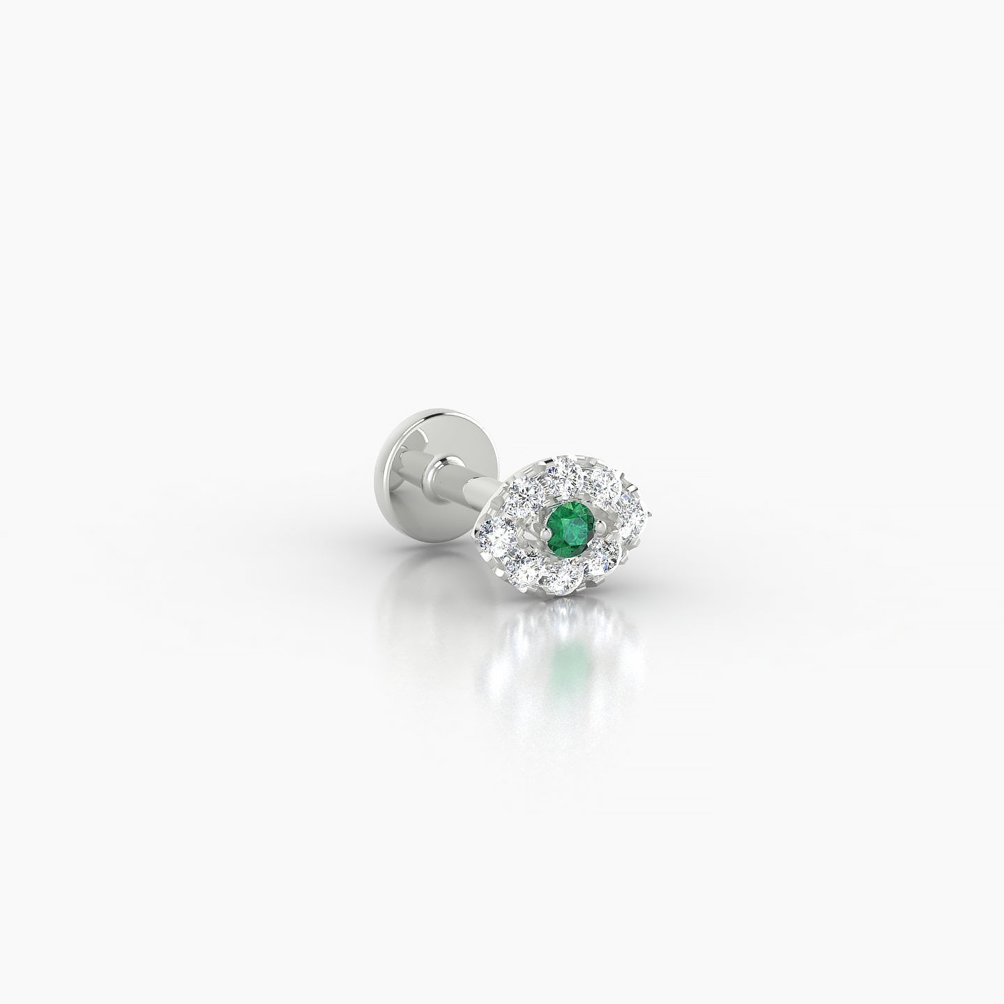 Minerva | 18k White Gold 5 mm 5 mm Eye Emerald & Diamond Nostril Piercing