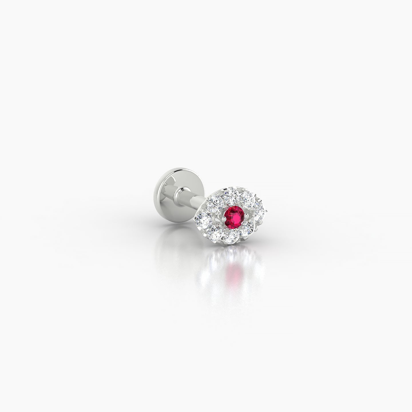 Minerva | 18k White Gold 5 mm 5 mm Eye Ruby & Diamond Nostril Piercing